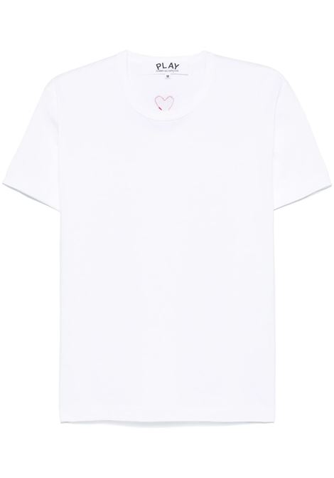 red emblem t-shirt unisex white COMME DES GARÇONS PLAY | AX-T340-0513